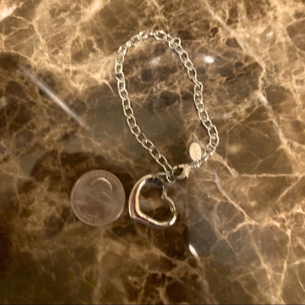 Bracelet-silver plated with heart dangle/charm.